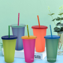 2021 Newest Temperature Sensitive  Color Changing Plastic Cup BPA Free Cold Water Color Chaning Straw Cup For Summer/Party